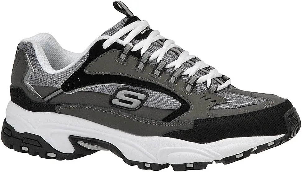 Skechers Sport Men's Stamina Nuovo Cutback Lace-Up Sneaker,Charcoal/Black,10.5 M US