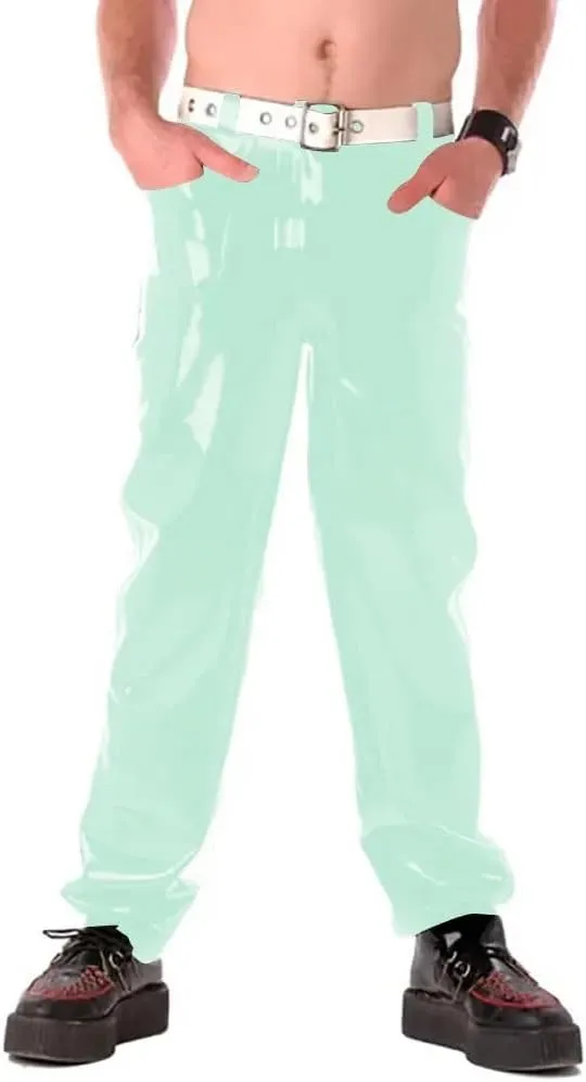 Skinny Sexy Patent Leather Pants PVC Casual Pants Men Club Stage Show Streetwear