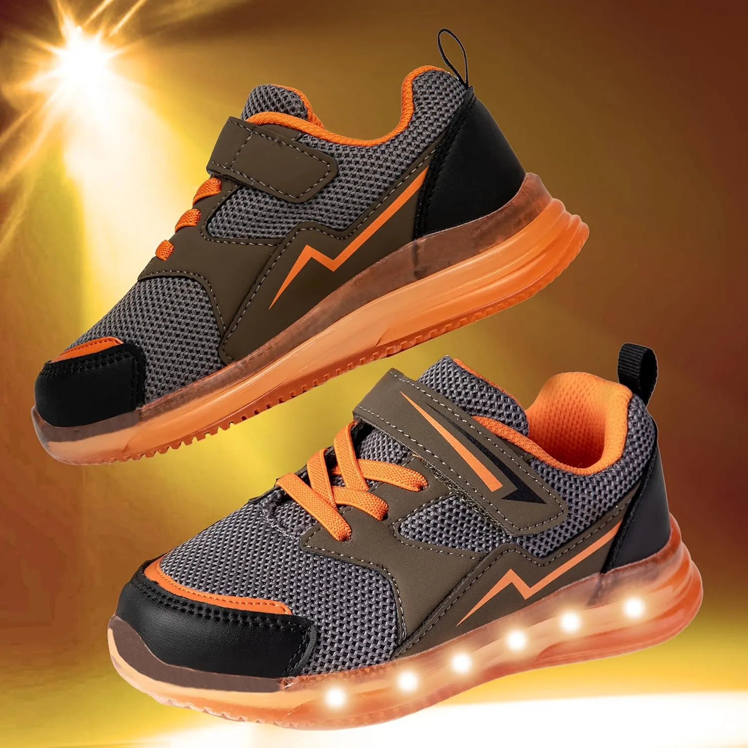 SKYWHEEL Boys Girls Sneakers Light up for Toddler Size 5 to Little Kids Size 2