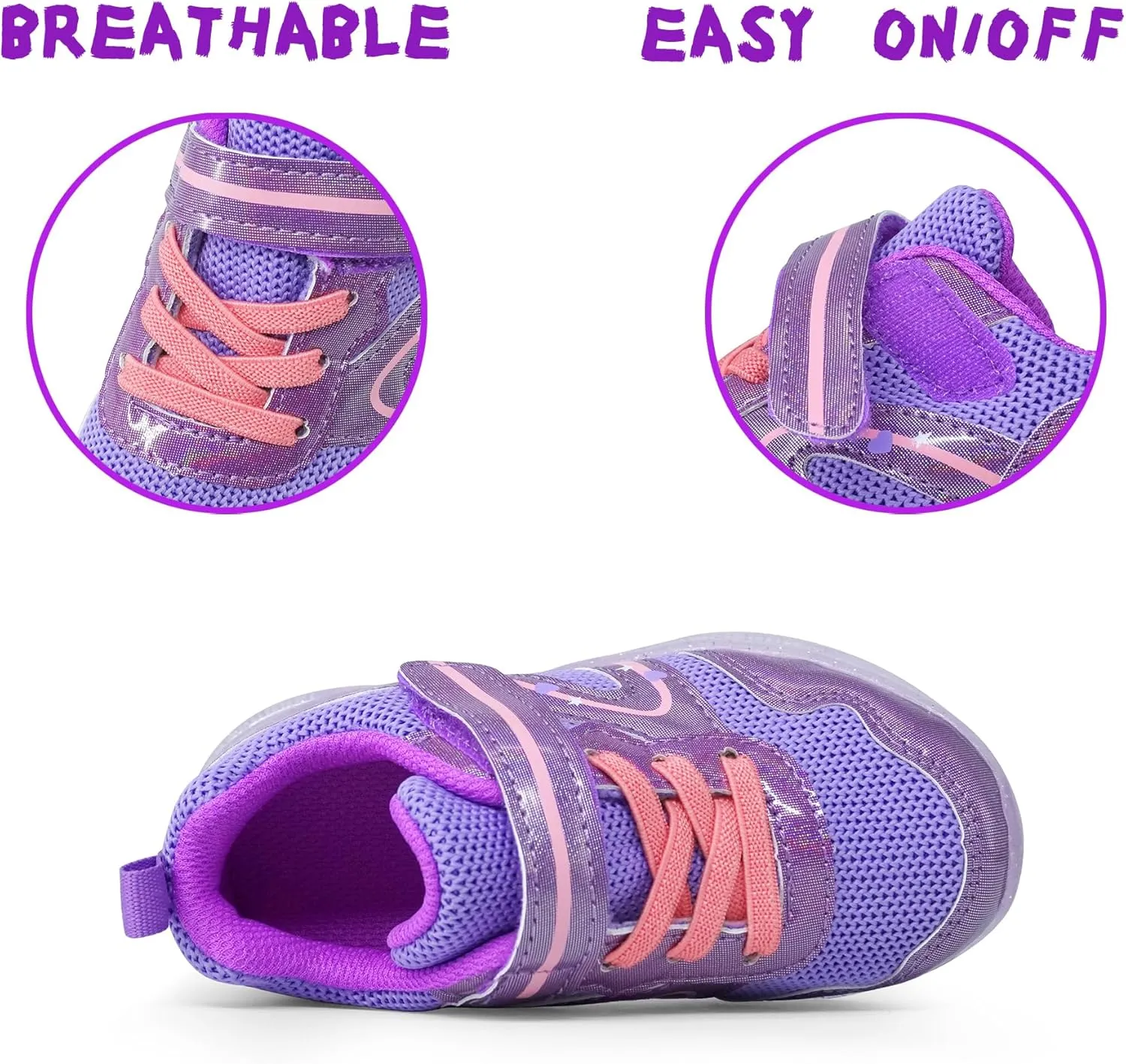 SKYWHEEL Boys Girls Sneakers Light up for Toddler Size 5 to Little Kids Size 2