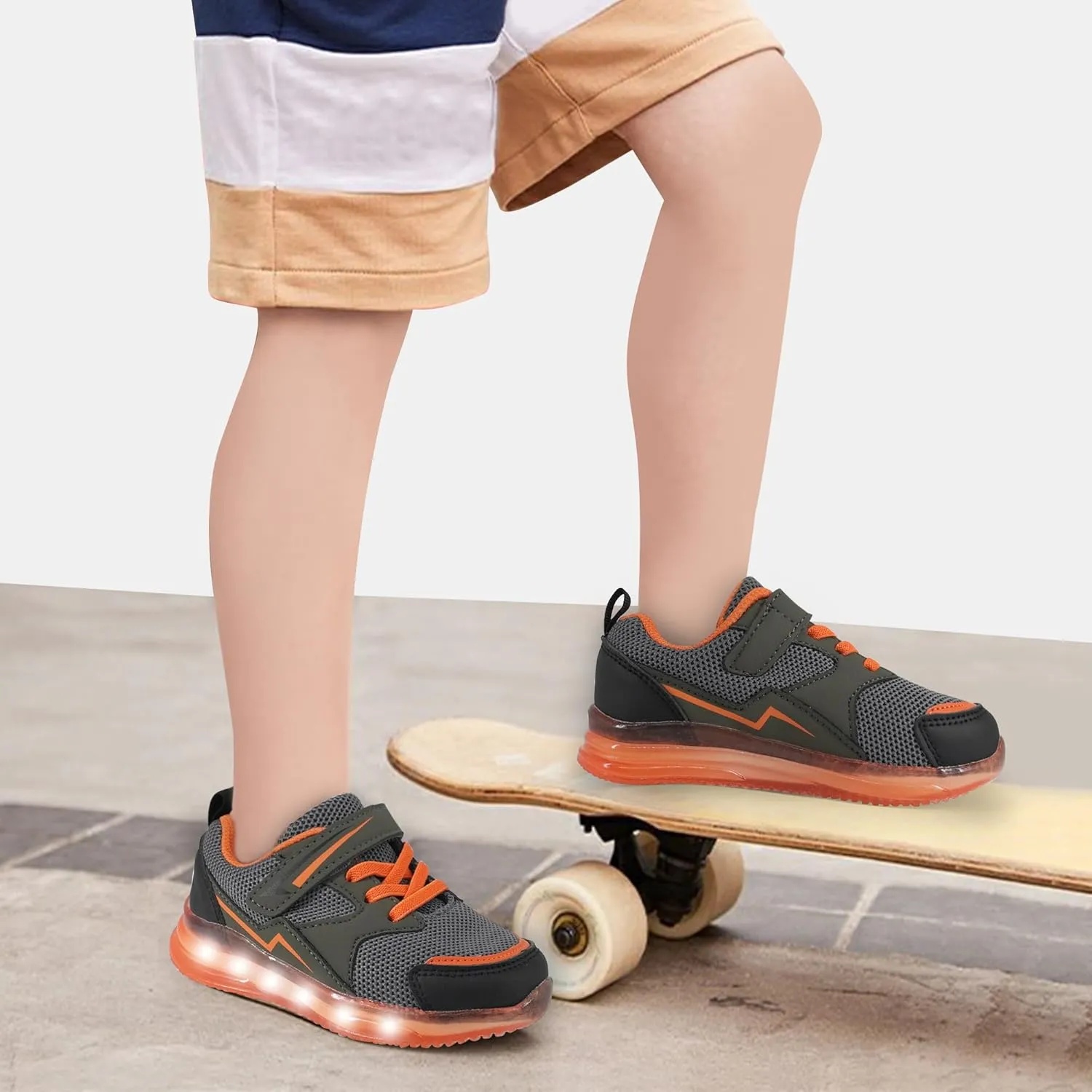 SKYWHEEL Boys Girls Sneakers Light up for Toddler Size 5 to Little Kids Size 2