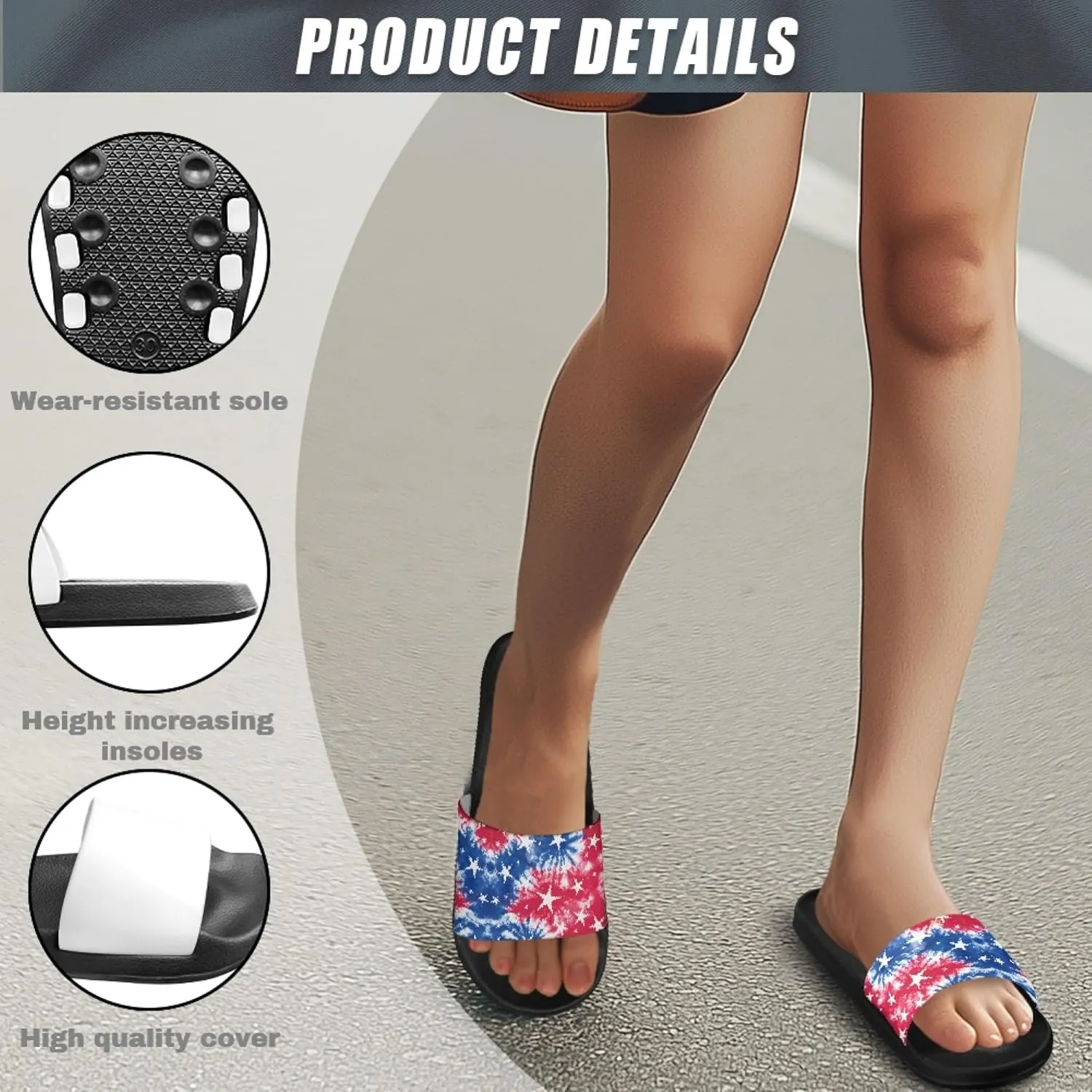 Slide Sandals for Women Men Personalized Flat Slip On Slippers Unisex Beach Flip Flops Comfortable Shower Shoes