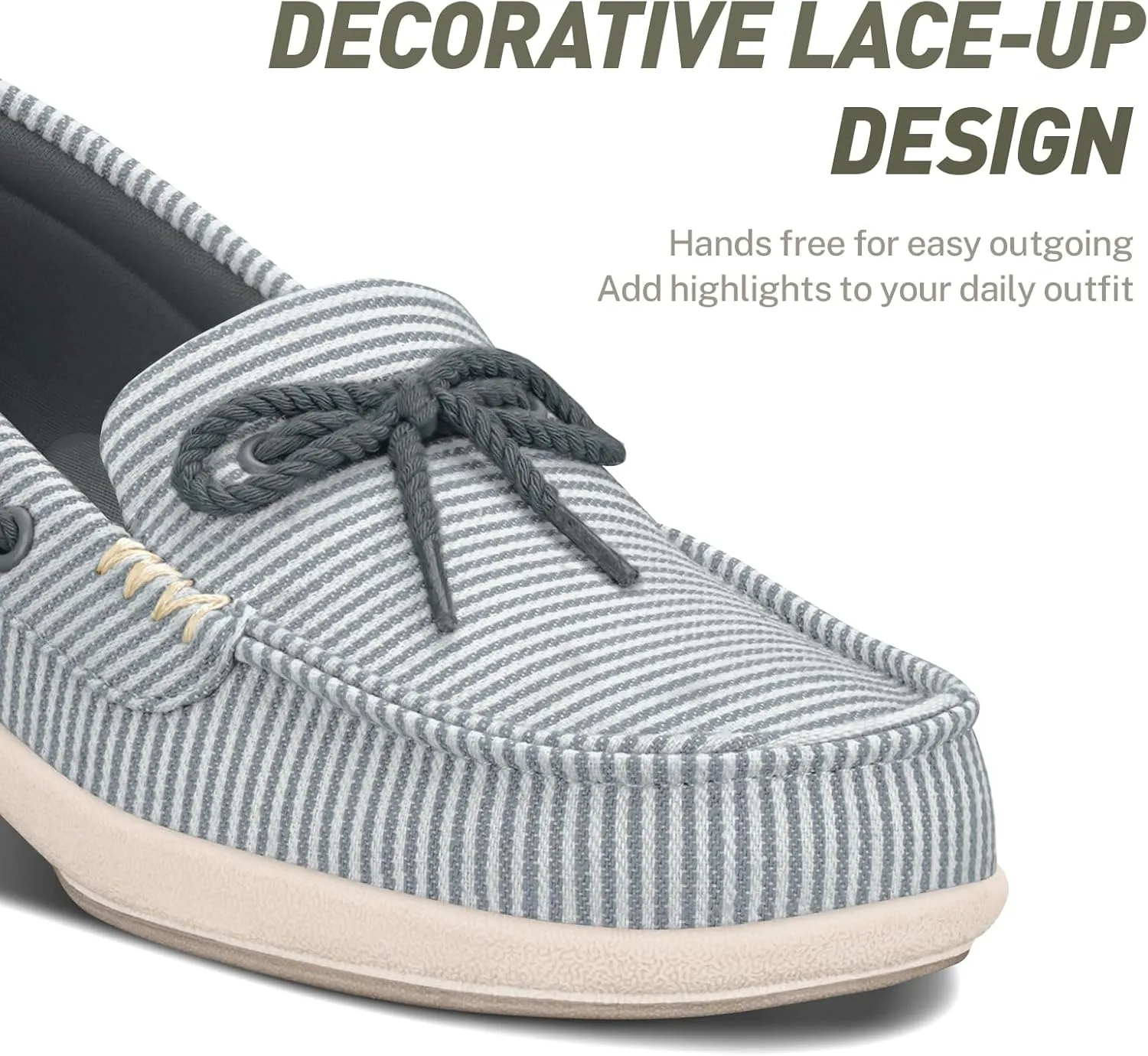 Slip On Shoes Women - Casual Comfortable Boat Shoes for Women with Arch Support - Orthopedic Canvas Loafers Shoes for Plantar Fasciitis & Daily Walking