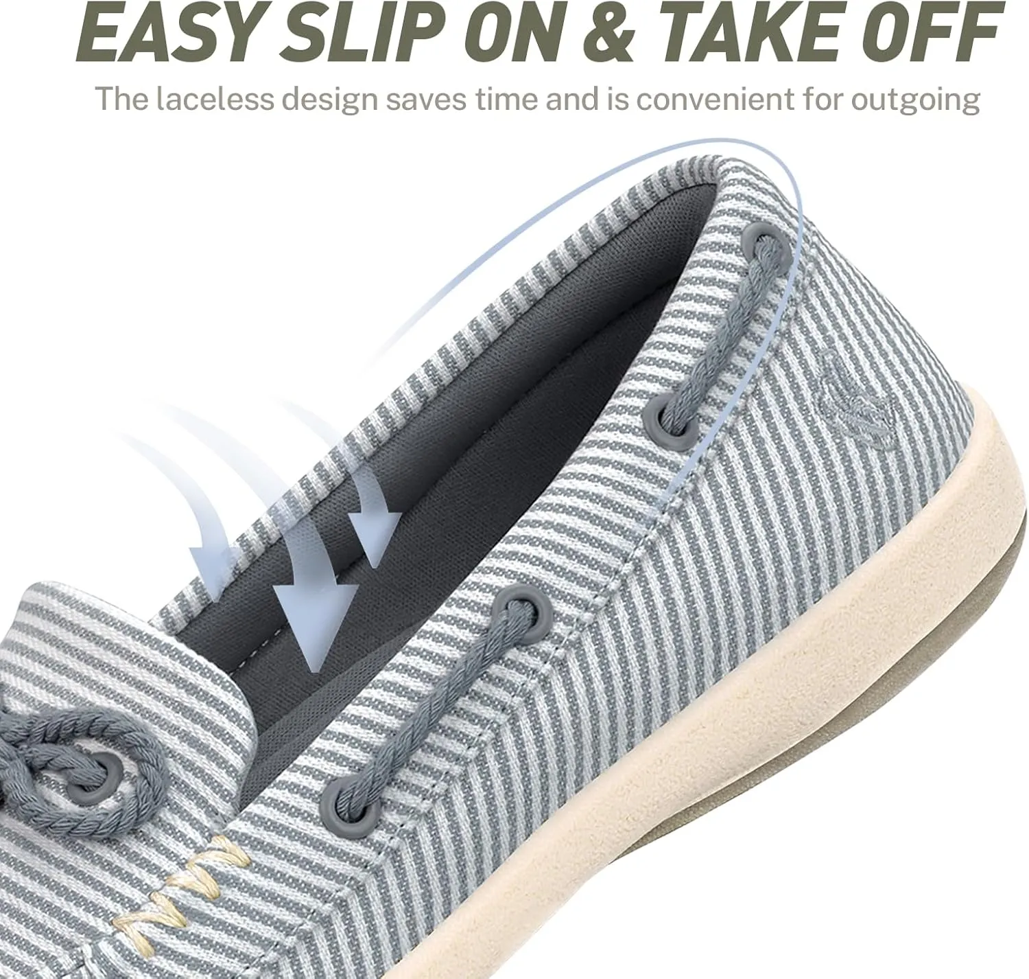 Slip On Shoes Women - Casual Comfortable Boat Shoes for Women with Arch Support - Orthopedic Canvas Loafers Shoes for Plantar Fasciitis & Daily Walking