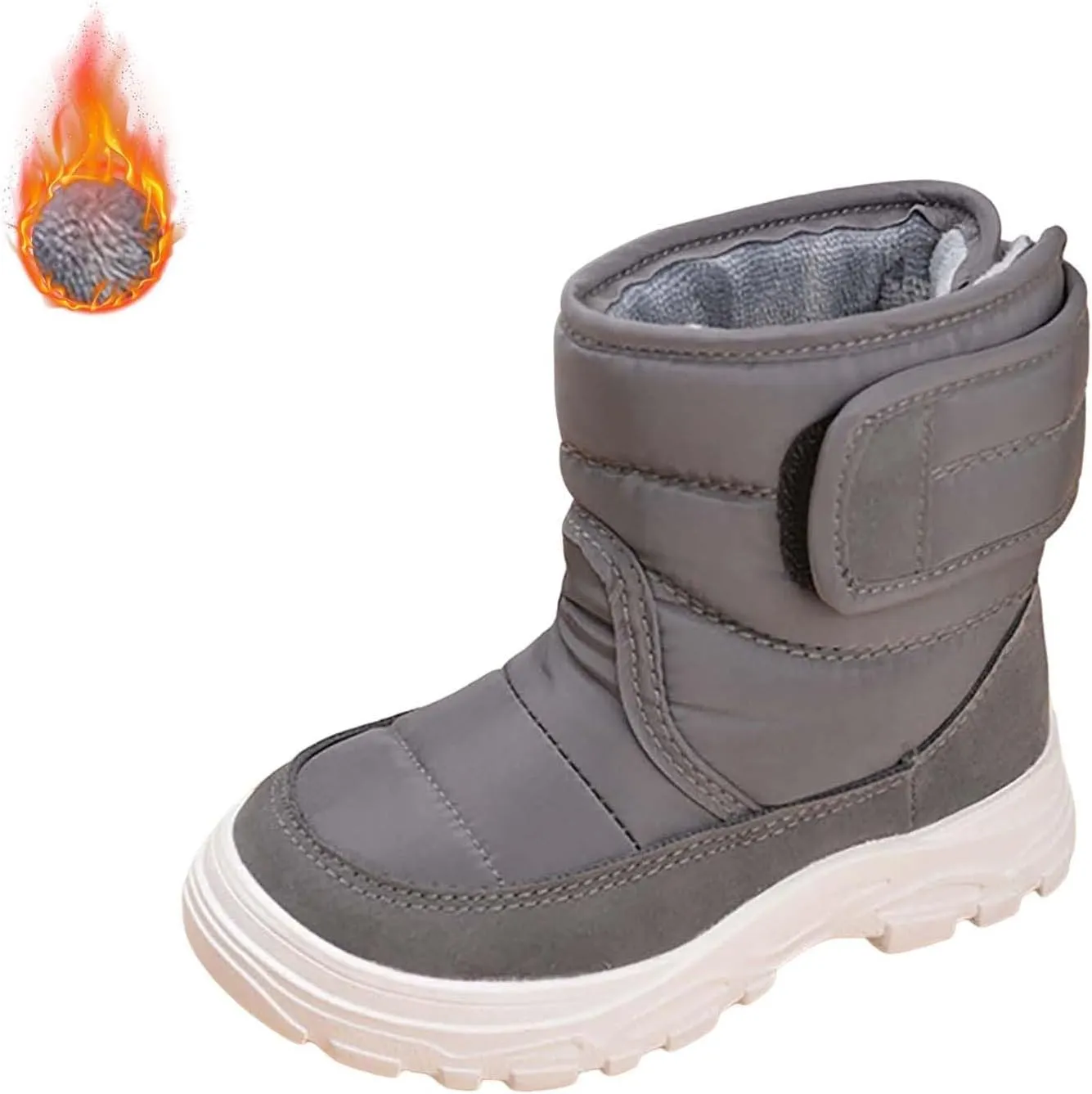 Snow Boots for Kids Boys Girls Winter High Top Non-Slip Shoes Cold Weather Faux F𝘂r Lined Outdoor Sport Sneaker