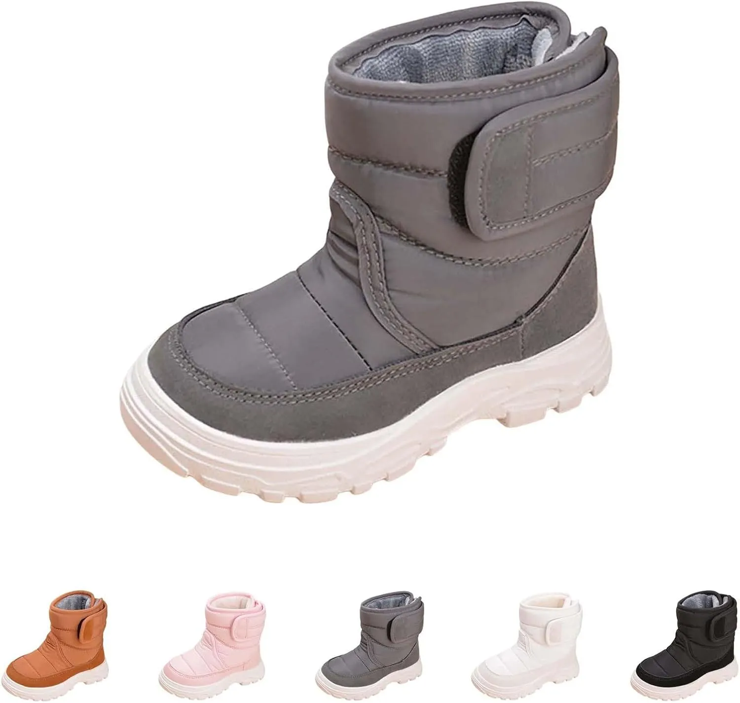 Snow Boots for Kids Boys Girls Winter High Top Non-Slip Shoes Cold Weather Faux F𝘂r Lined Outdoor Sport Sneaker