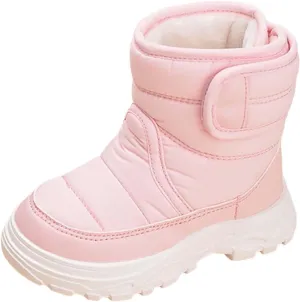 Snow Boots for Kids Boys Girls Winter High Top Non-Slip Shoes Cold Weather Faux F𝘂r Lined Outdoor Sport Sneaker