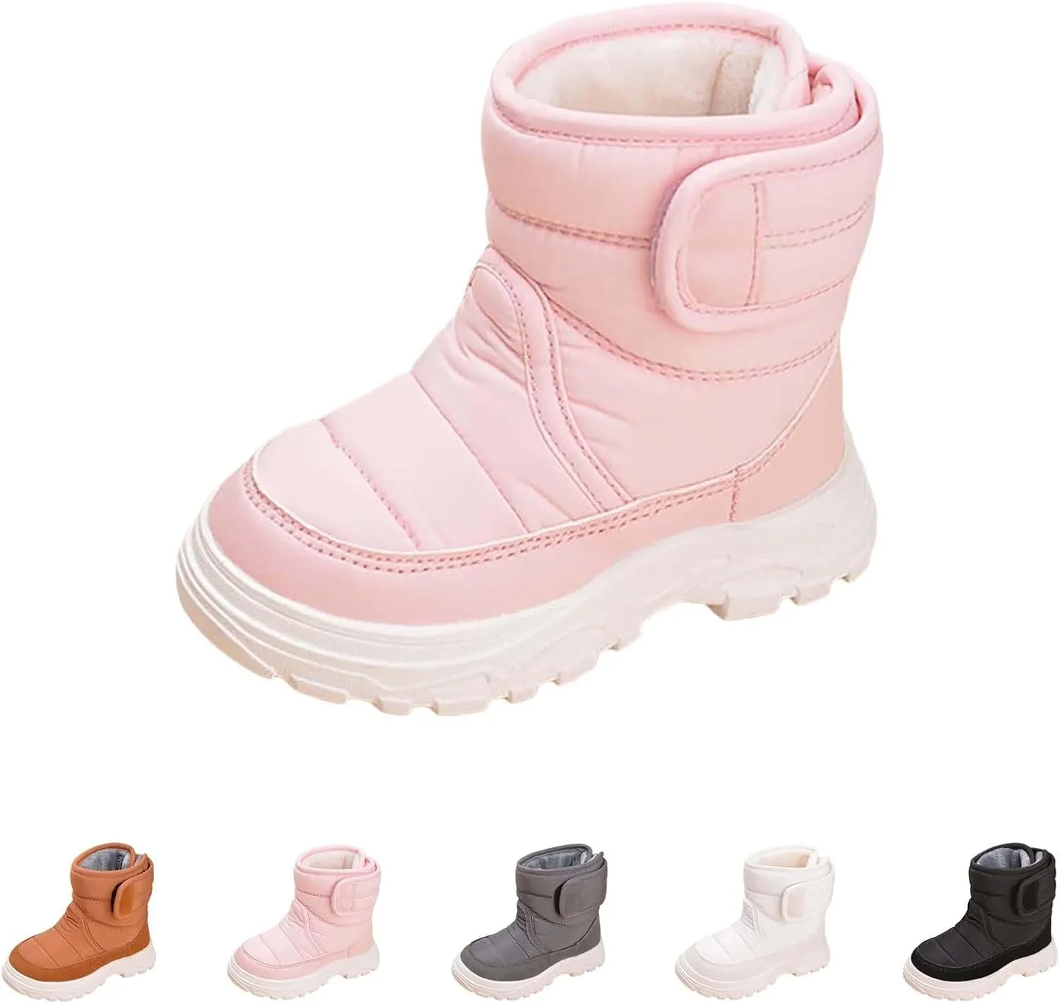 Snow Boots for Kids Boys Girls Winter High Top Non-Slip Shoes Cold Weather Faux F𝘂r Lined Outdoor Sport Sneaker