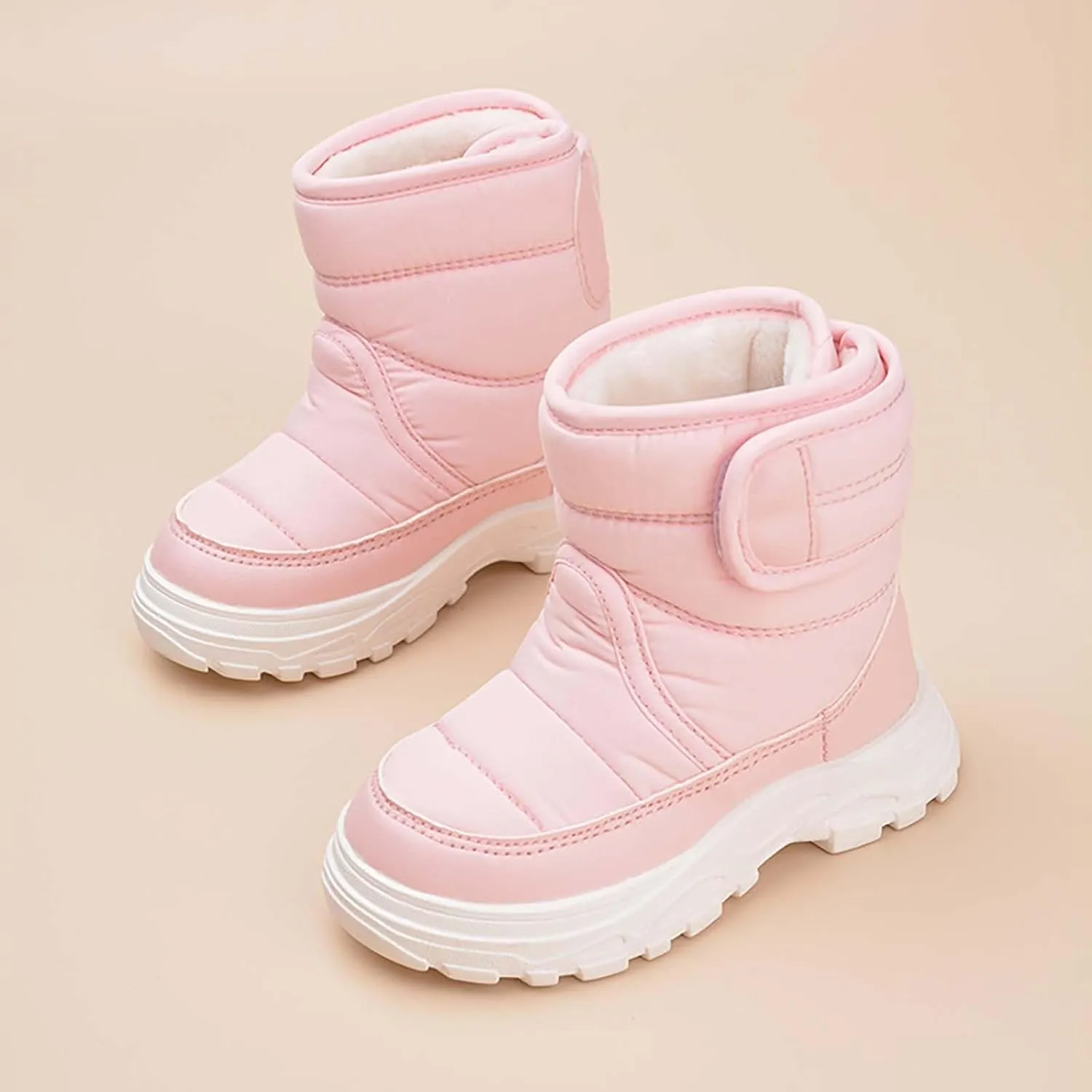 Snow Boots for Kids Boys Girls Winter High Top Non-Slip Shoes Cold Weather Faux F𝘂r Lined Outdoor Sport Sneaker