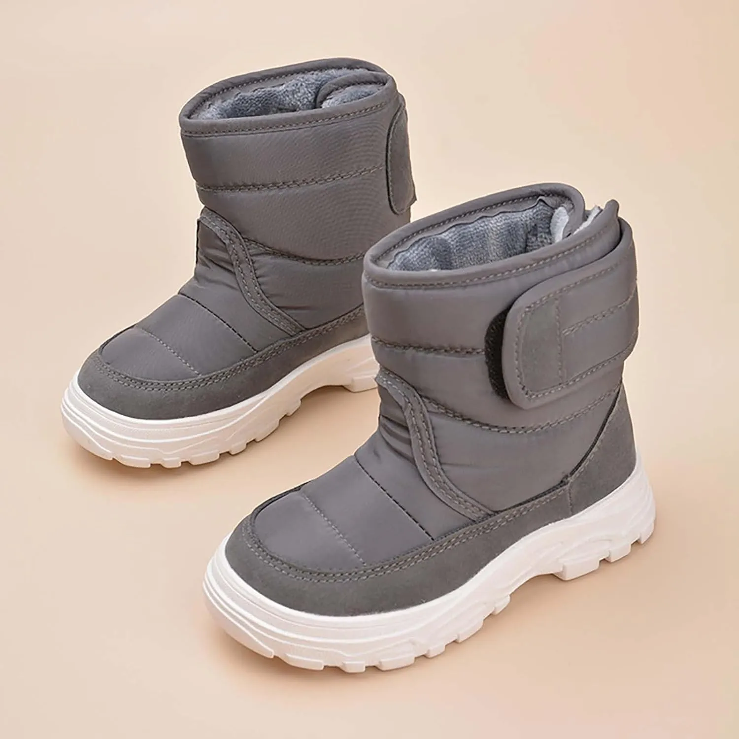 Snow Boots for Kids Boys Girls Winter High Top Non-Slip Shoes Cold Weather Faux F𝘂r Lined Outdoor Sport Sneaker