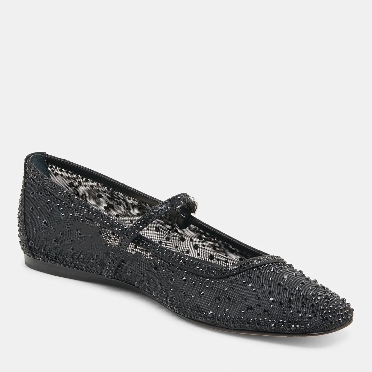 Sparkly Shoes for Women Rhinestone Mesh Ballet Flats with Square Head and Mary Jane Style, Comfortable for Wedding, Date, and Prom