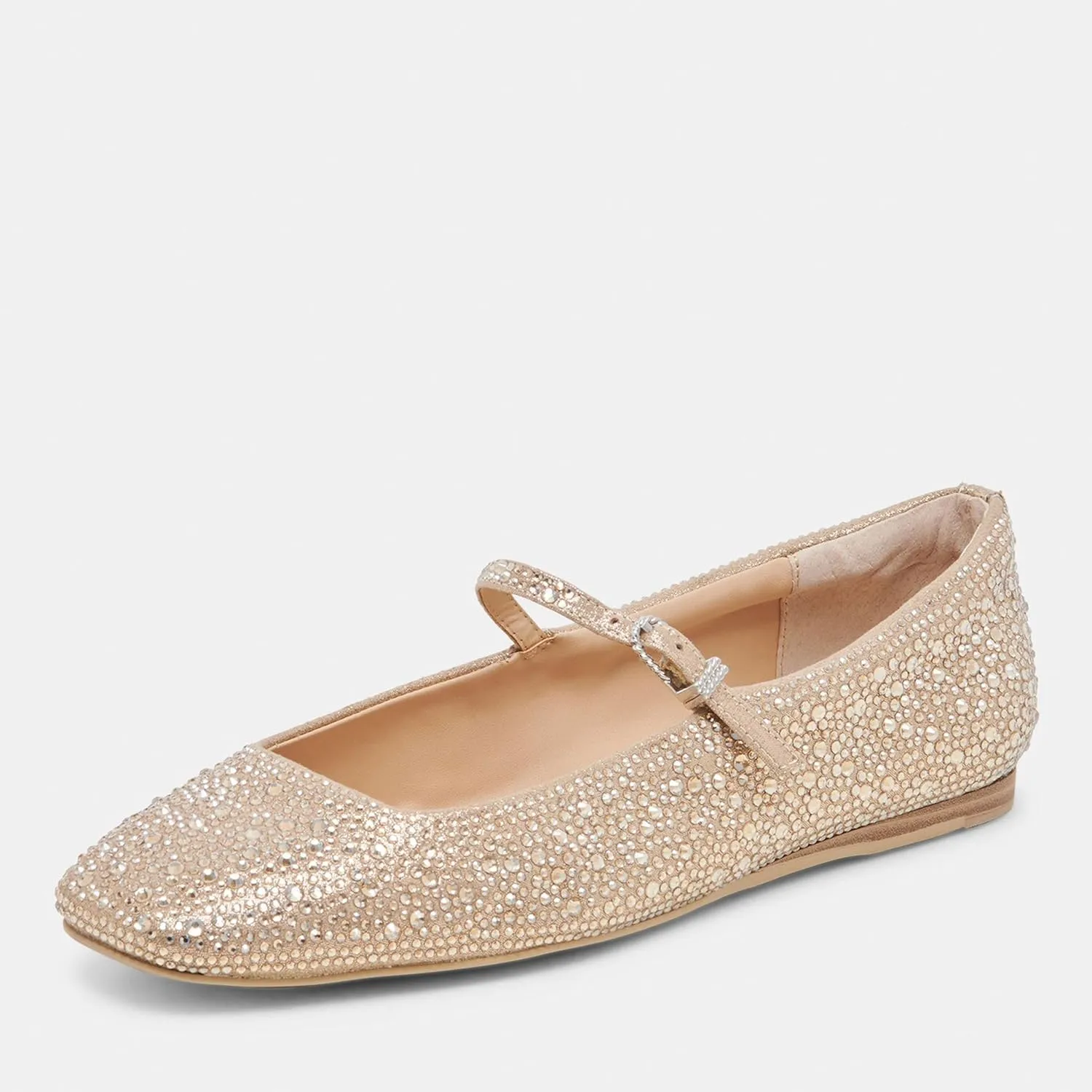 Sparkly Shoes for Women Rhinestone Mesh Ballet Flats with Square Head and Mary Jane Style, Comfortable for Wedding, Date, and Prom