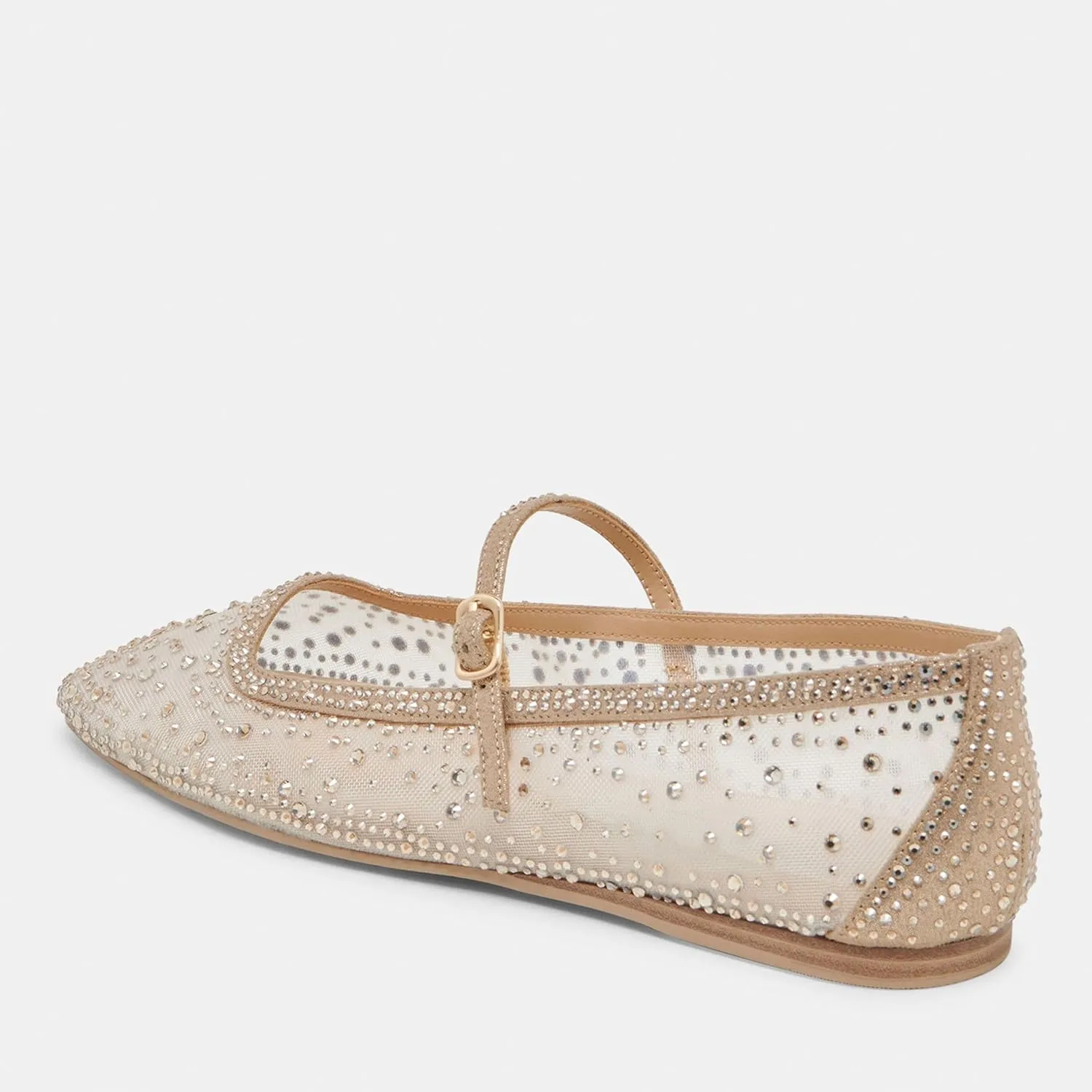 Sparkly Shoes for Women Rhinestone Mesh Ballet Flats with Square Head and Mary Jane Style, Comfortable for Wedding, Date, and Prom