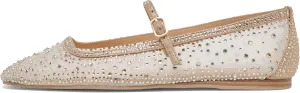 Sparkly Shoes for Women Rhinestone Mesh Ballet Flats with Square Head and Mary Jane Style, Comfortable for Wedding, Date, and Prom