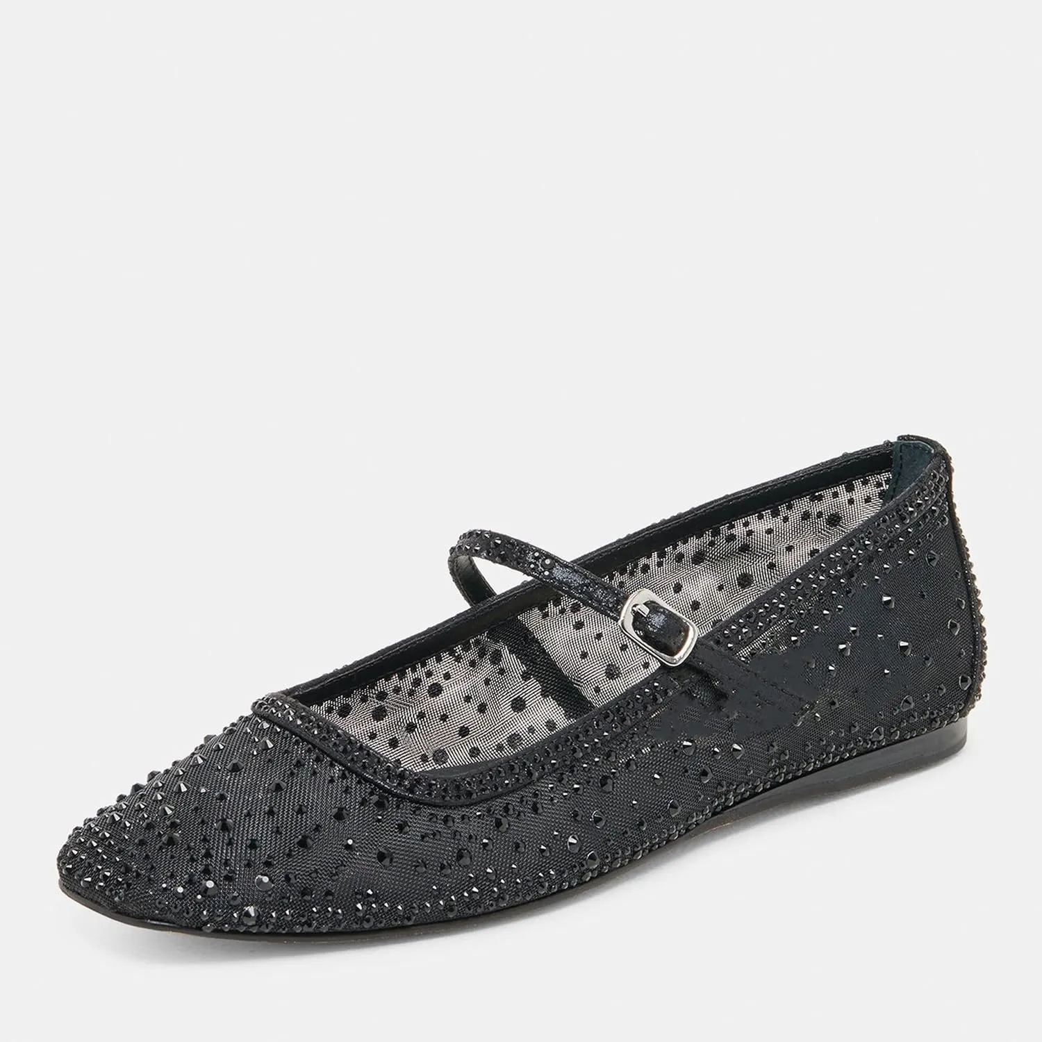 Sparkly Shoes for Women Rhinestone Mesh Ballet Flats with Square Head and Mary Jane Style, Comfortable for Wedding, Date, and Prom