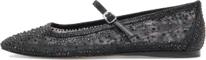 Sparkly Shoes for Women Rhinestone Mesh Ballet Flats with Square Head and Mary Jane Style, Comfortable for Wedding, Date, and Prom