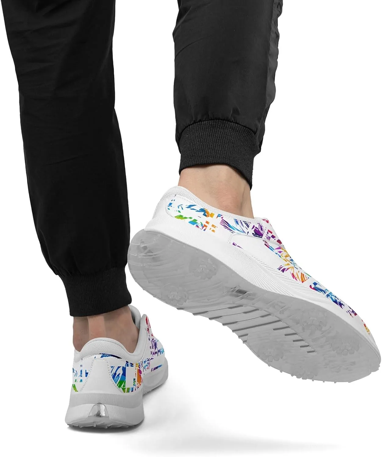 Spikeless Golf Shoes for Men & Women, Breathable Golf Sneakers Colorful Abstract Art Sports Walking Shoes Fashion Footwear