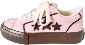Star Patch Chunky Sneakers for Women Girl Teens, Preppy Cute Y2K Streetwear Platform Shoes, Height Boost
