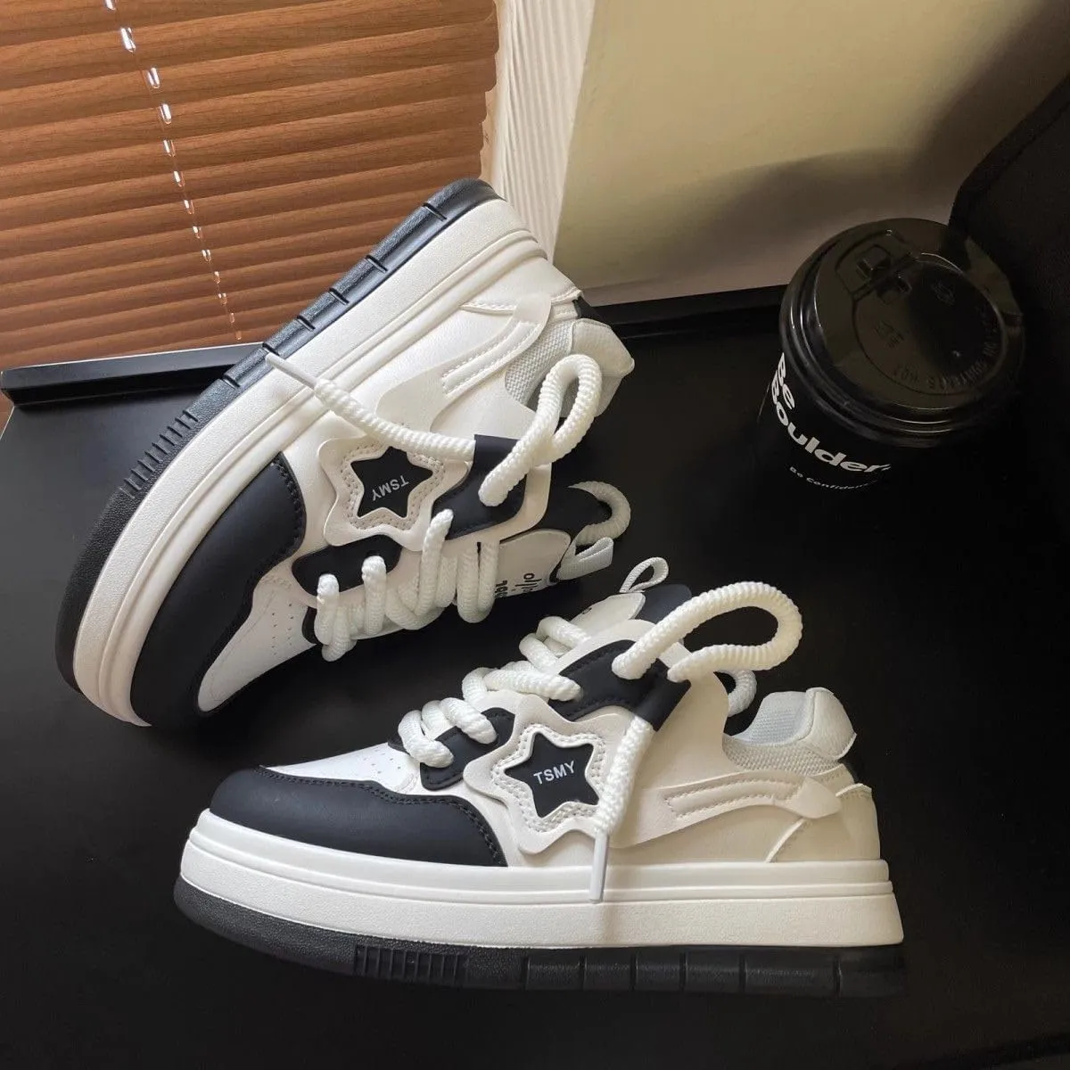 Star Shoes Walking Sneakers for Women,Y2K AestheticCute Thick Fashion Sneakers Shoes,Cute Chunky Fashion Shoes for Casual Wear Sports