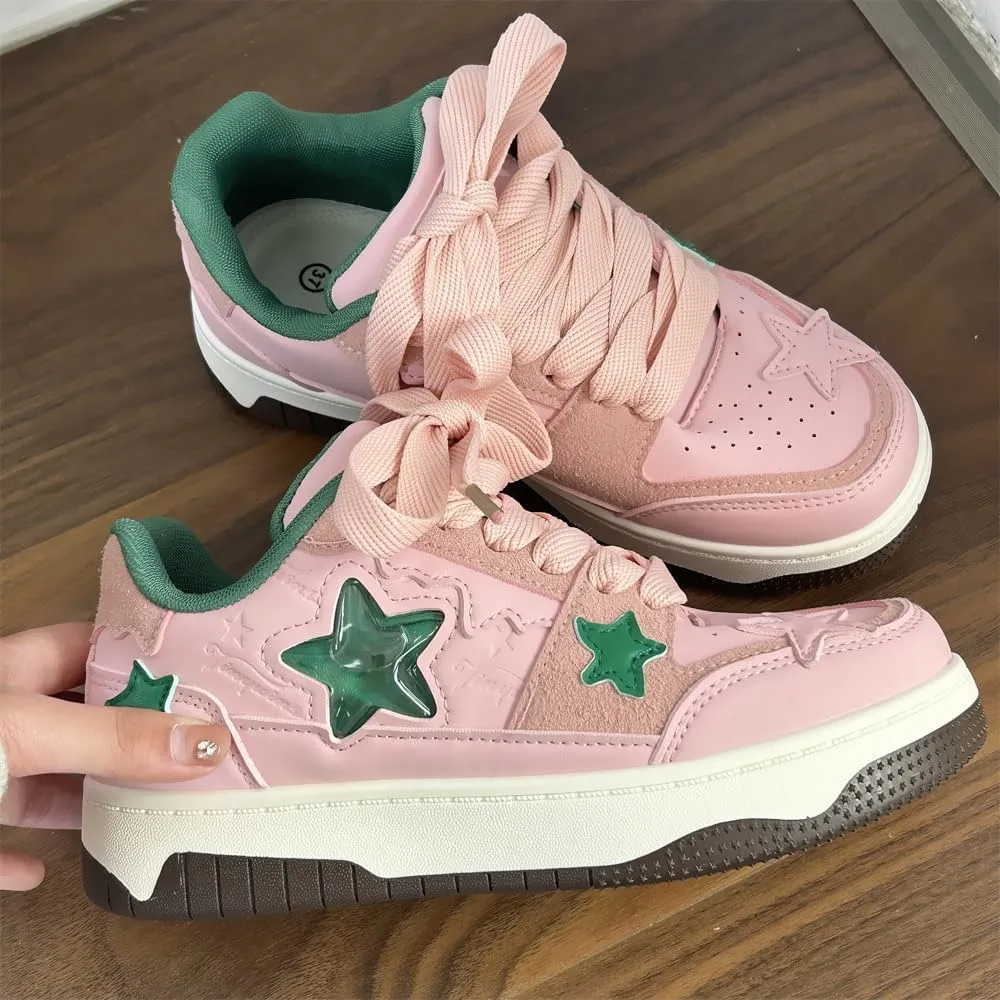 Star Shoes Walking Sneakers for Women,Y2K AestheticCute Thick Fashion Sneakers Shoes,Cute Chunky Fashion Shoes for Casual Wear Sports