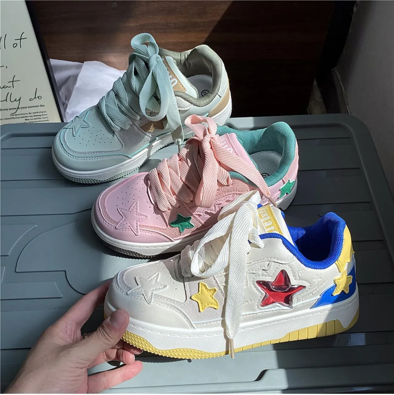 Star Shoes Walking Sneakers for Women,Y2K AestheticCute Thick Fashion Sneakers Shoes,Cute Chunky Fashion Shoes for Casual Wear Sports