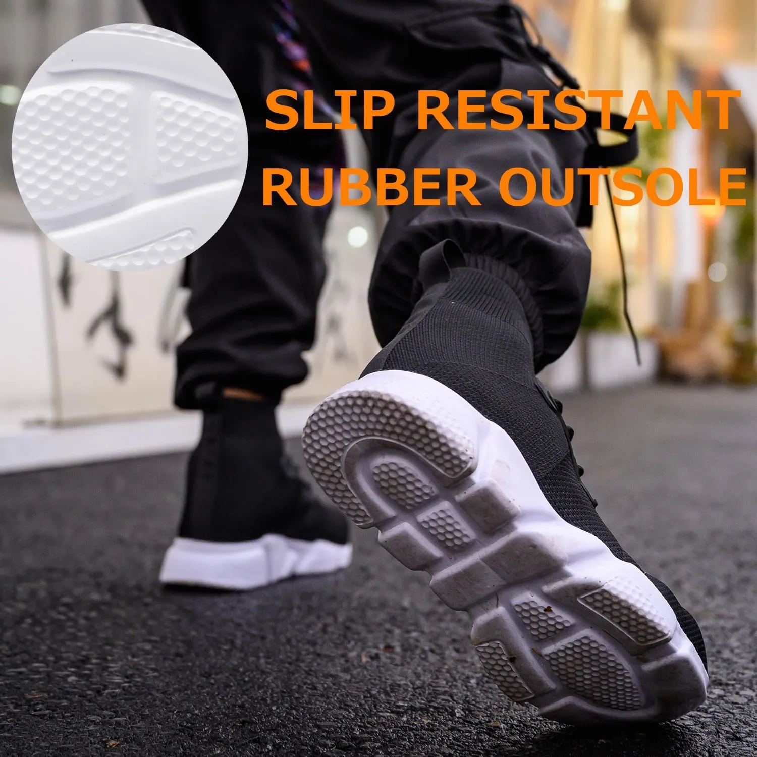 Steel Toe Shoes for Men Work Safety Boots Women Socks Slip On Breathable Lightweight Non Slip High Top Construction Boots