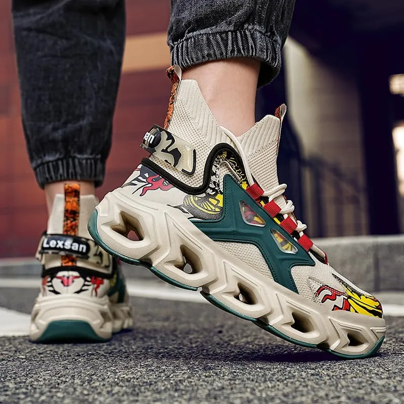 Stylish High - Top Sneakers with Artistic Prints - Fashion and Comfort Unite