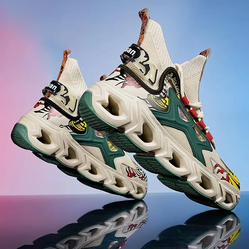 Stylish High - Top Sneakers with Artistic Prints - Fashion and Comfort Unite