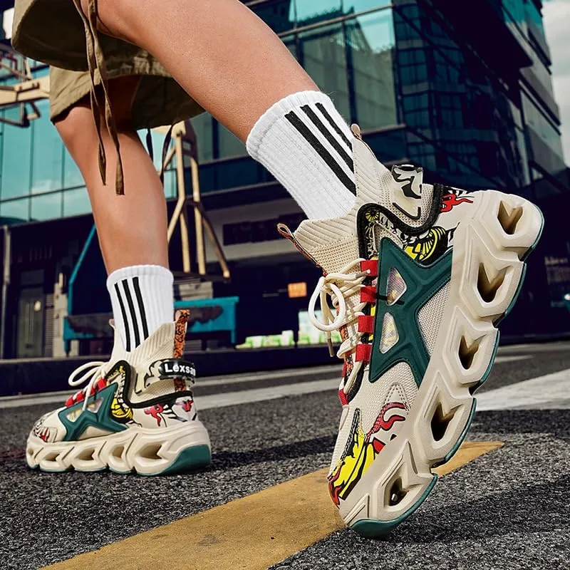 Stylish High - Top Sneakers with Artistic Prints - Fashion and Comfort Unite