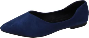 Suede Flat Shoes for Women Comfort Slip On Loafers Pointed Toe Ballet Flats Shoes Casual Dress Shoe Nude Flats