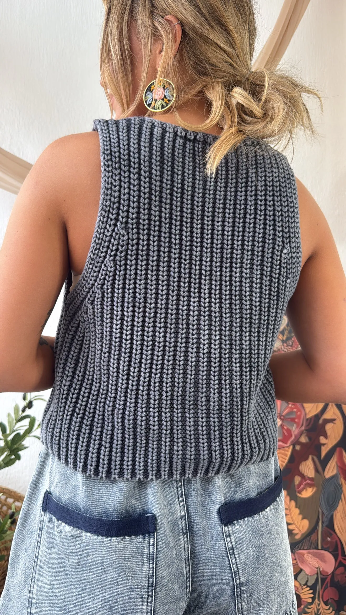 Sunlit Button Down Sweater Top, Ink