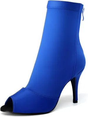 SWDZM Women Ballroom Dance Shoes Peep Toe Latin Salsa Performance Party Ankle Dance Boots