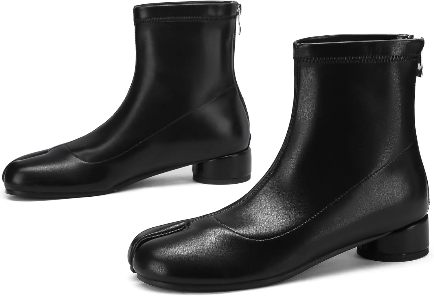 Tabi Boots Split Toe Ankle Boots for Women Japanese Ninja Shoes Low Heel Block Heels Booties Artificial Leather Boots