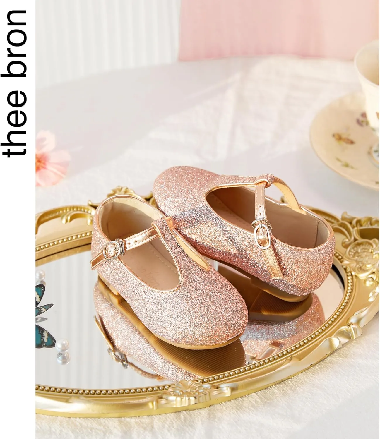 THEE BRON Mary Jane Shoes for Girls T-Strap Toddler Flats Patent Leather with Crafted Legacy