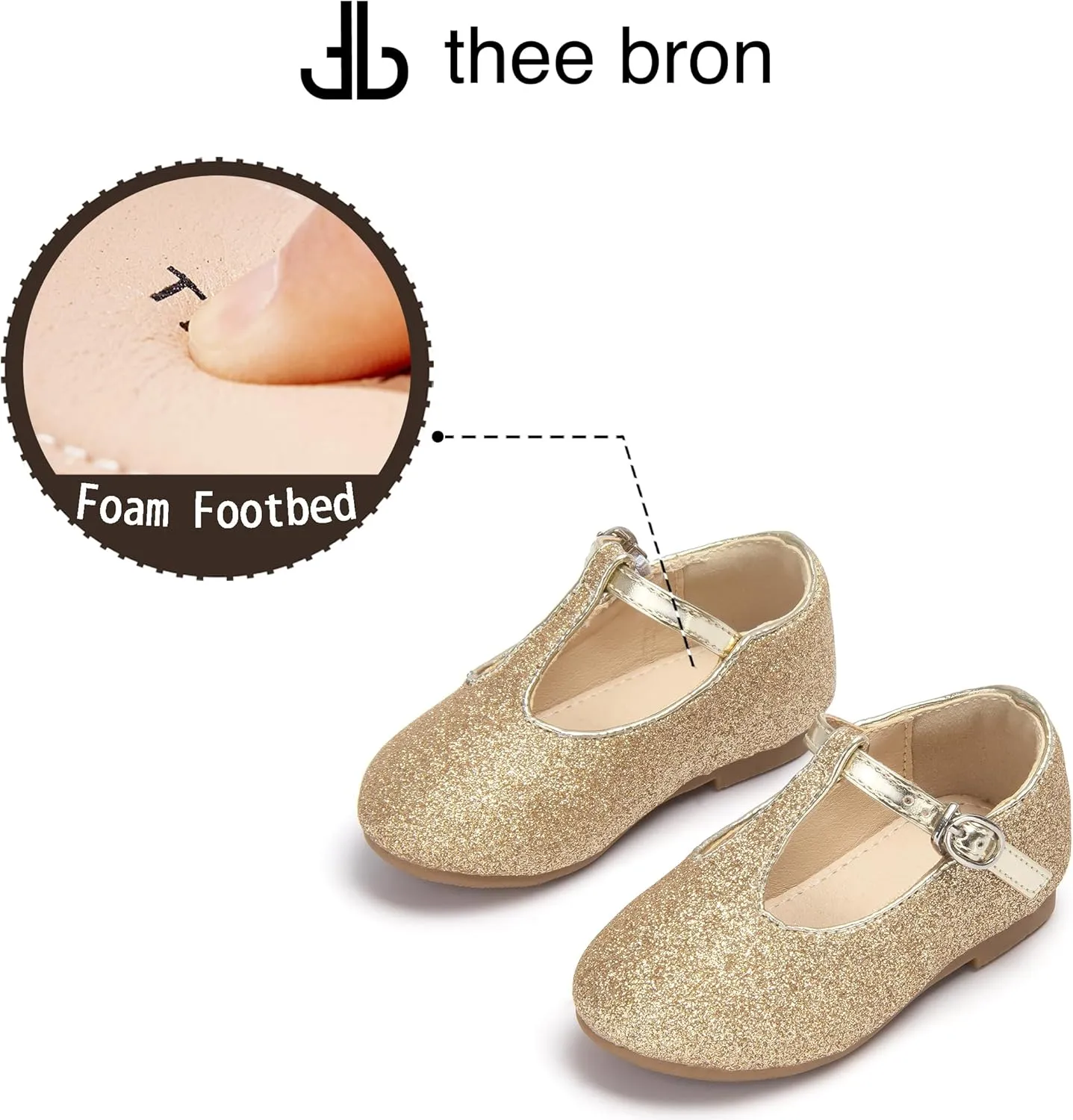 THEE BRON Mary Jane Shoes for Girls T-Strap Toddler Flats Patent Leather with Crafted Legacy