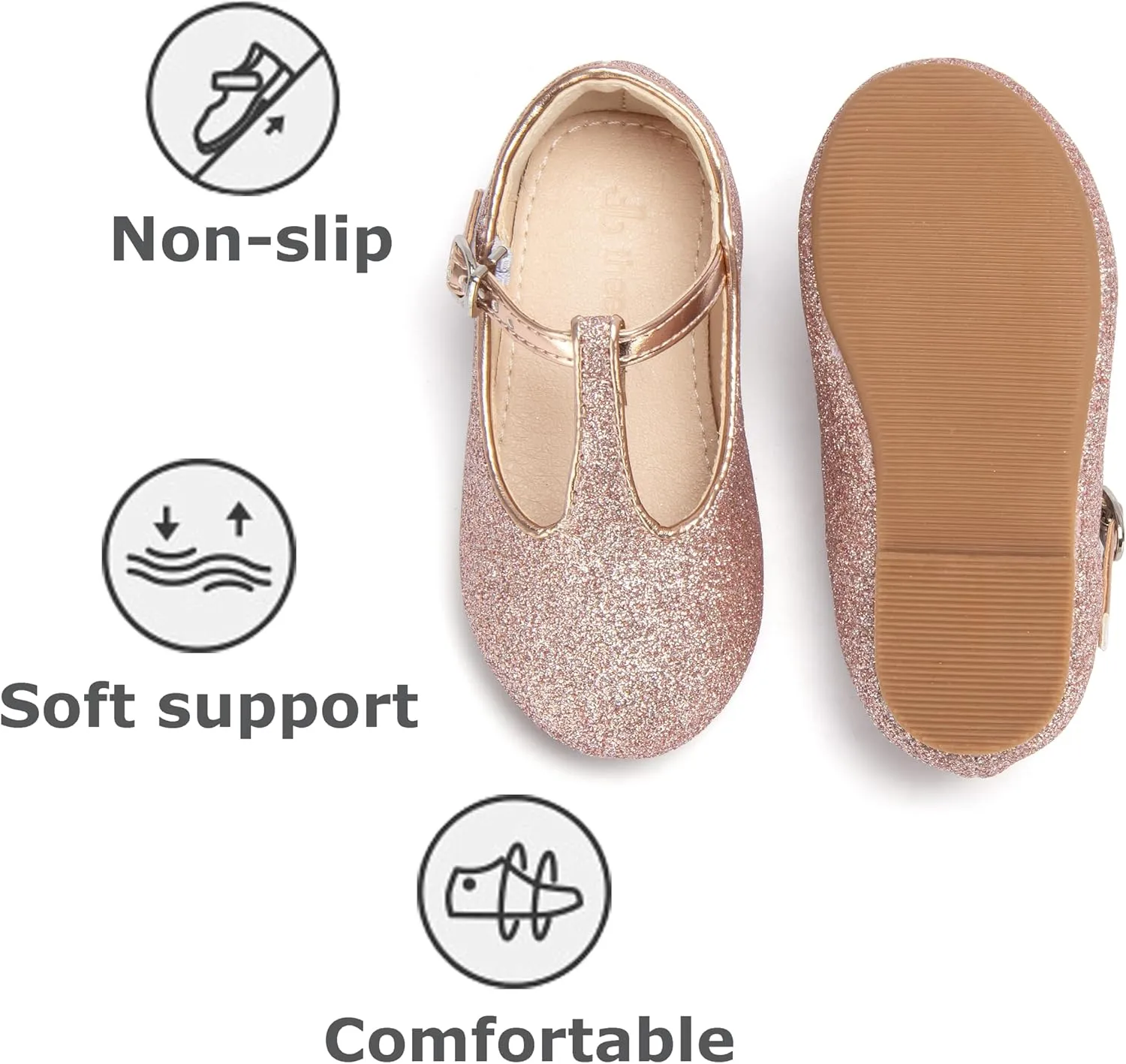 THEE BRON Mary Jane Shoes for Girls T-Strap Toddler Flats Patent Leather with Crafted Legacy