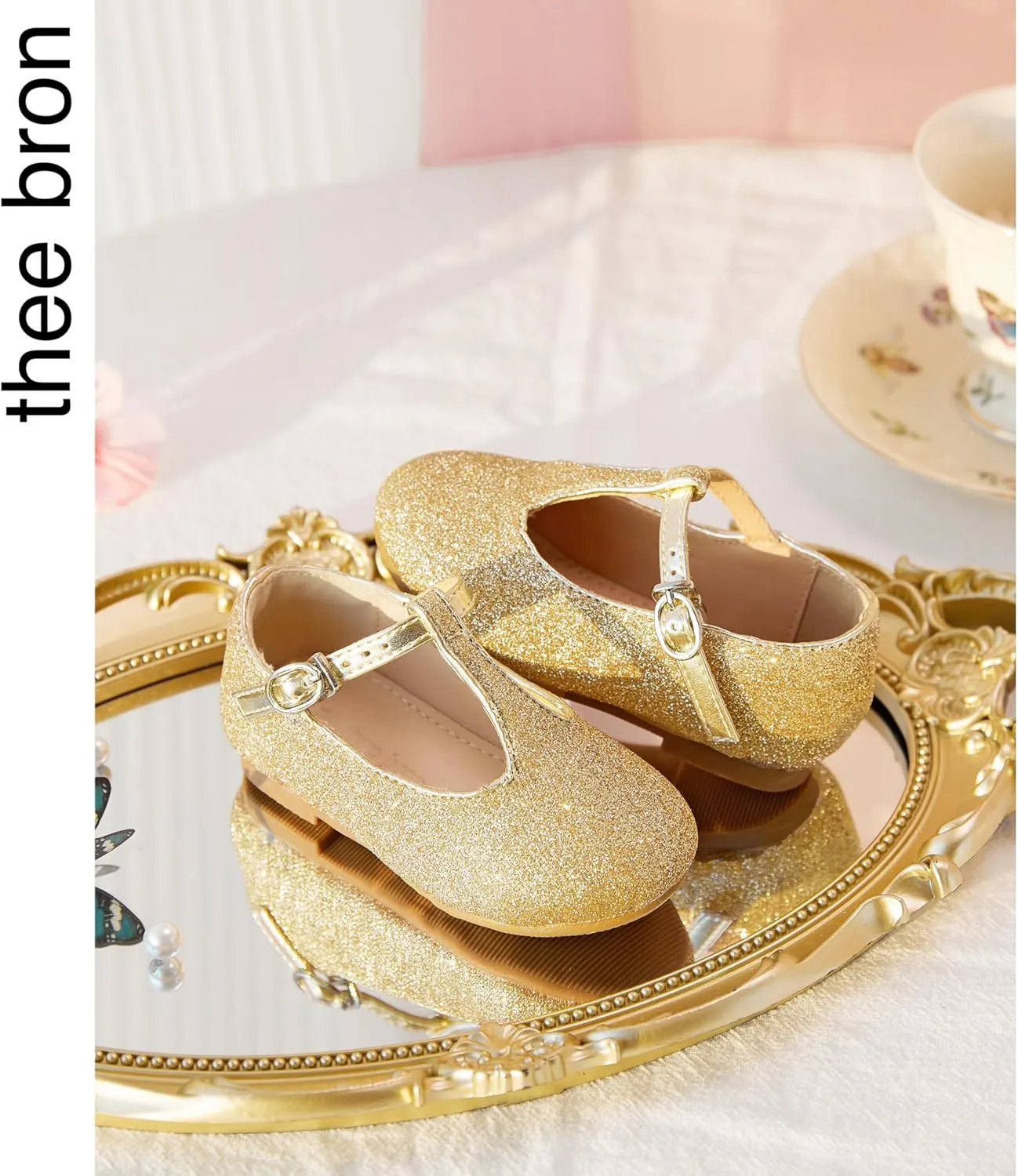 THEE BRON Mary Jane Shoes for Girls T-Strap Toddler Flats Patent Leather with Crafted Legacy