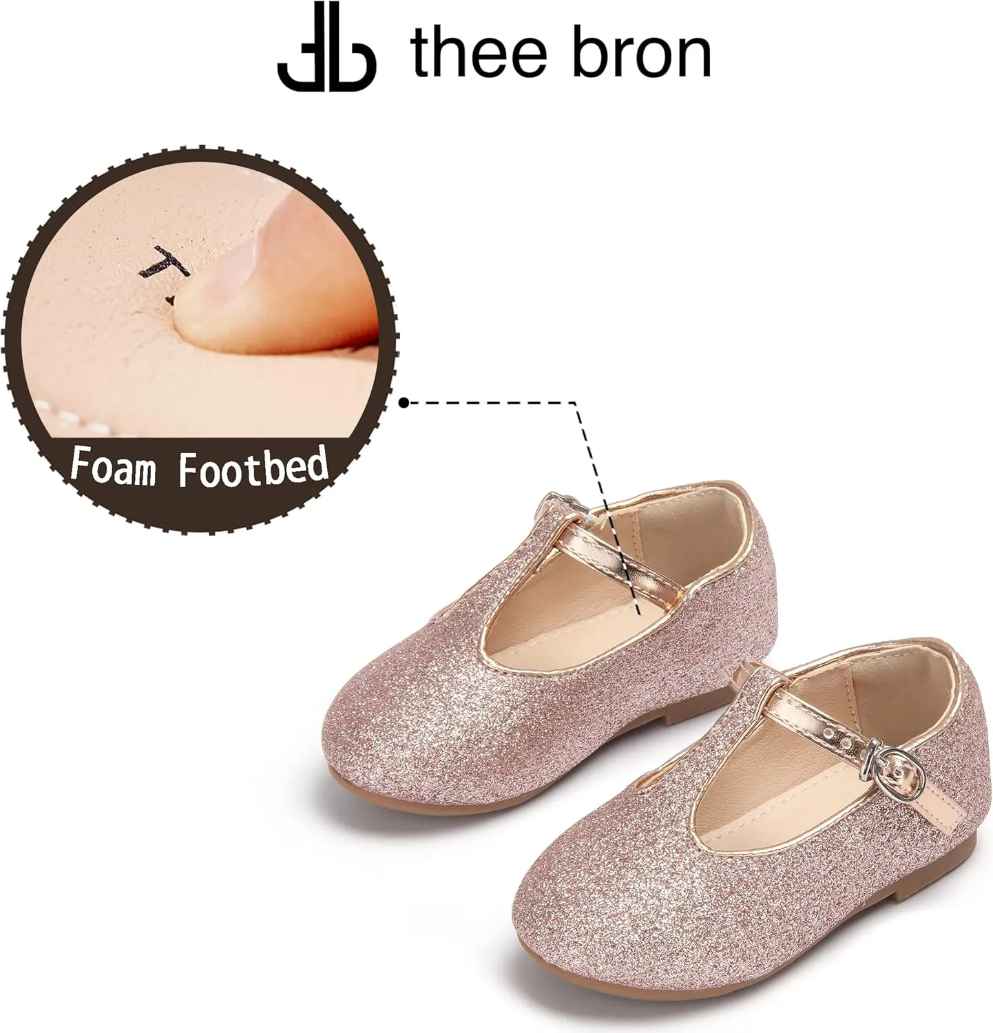 THEE BRON Mary Jane Shoes for Girls T-Strap Toddler Flats Patent Leather with Crafted Legacy