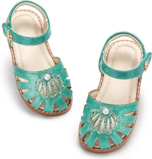 THEE BRON Princess Toddler Close Toe Sandals | Retro Lace-Up Design | Breathable Girls Shoes 3-12 Years