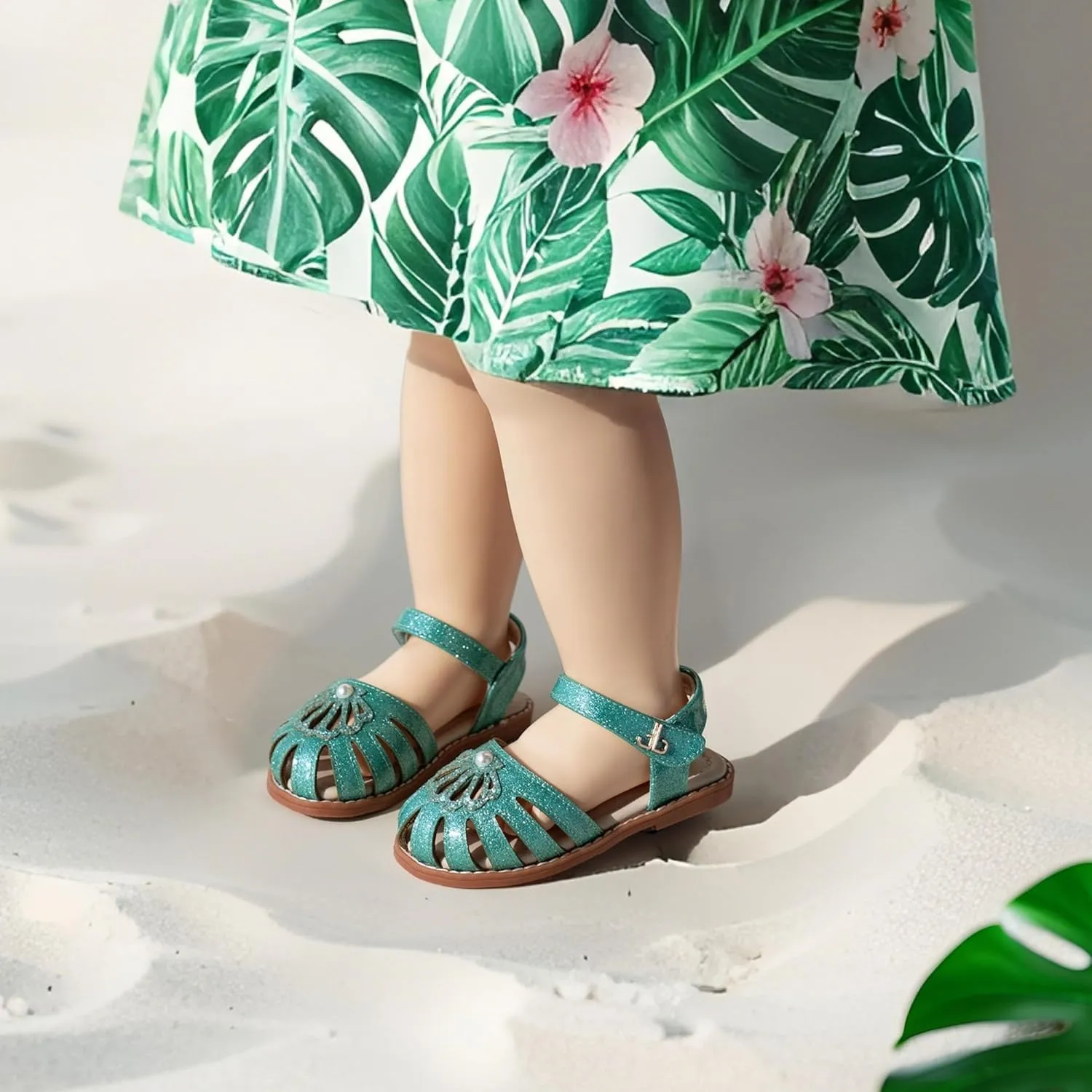 THEE BRON Princess Toddler Close Toe Sandals | Retro Lace-Up Design | Breathable Girls Shoes 3-12 Years