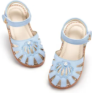 THEE BRON Princess Toddler Close Toe Sandals | Retro Lace-Up Design | Breathable Girls Shoes 3-12 Years