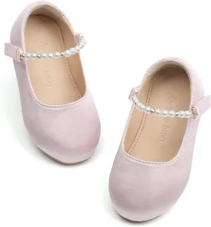 THEE BRON Toddler Dress Shoes Flower Girls Glitter Mary Jane Ballerina Flat Shoes