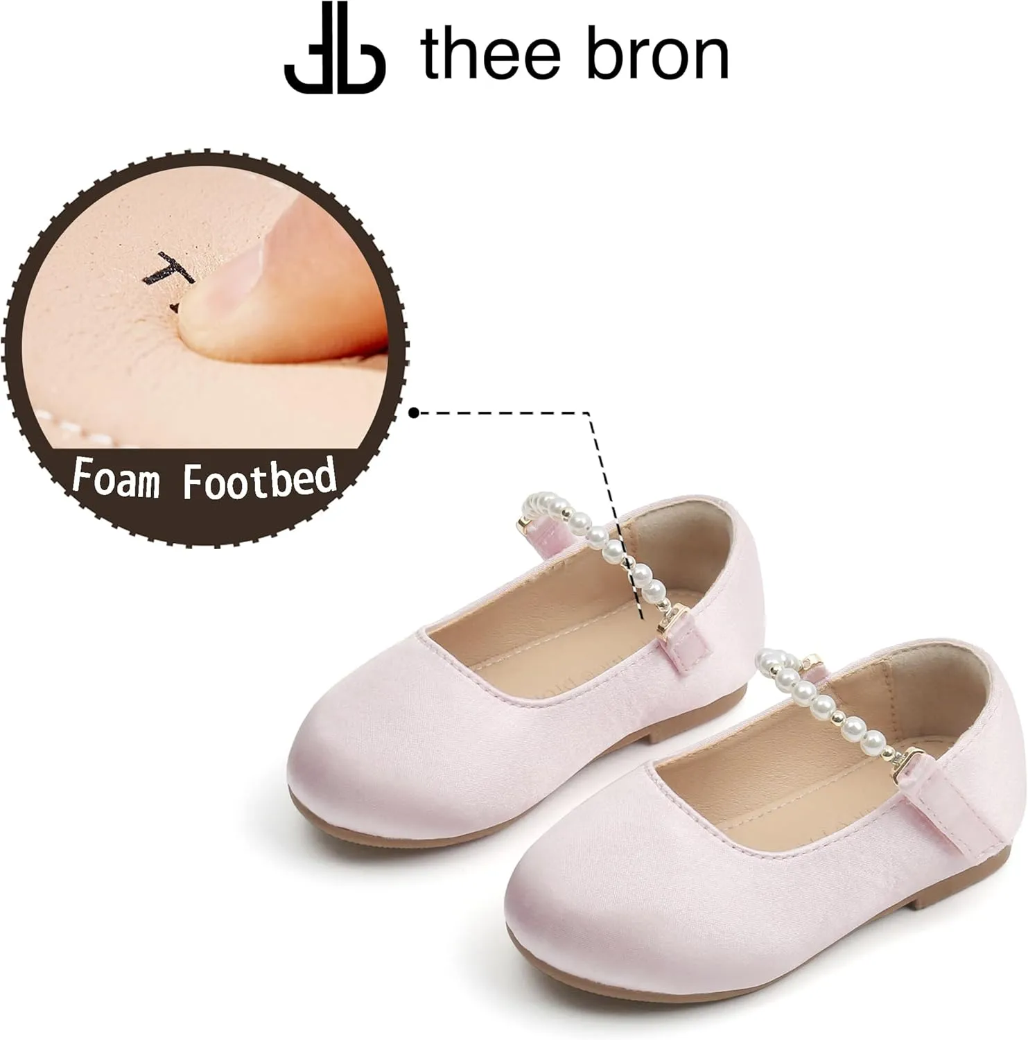 THEE BRON Toddler Dress Shoes Flower Girls Glitter Mary Jane Ballerina Flat Shoes