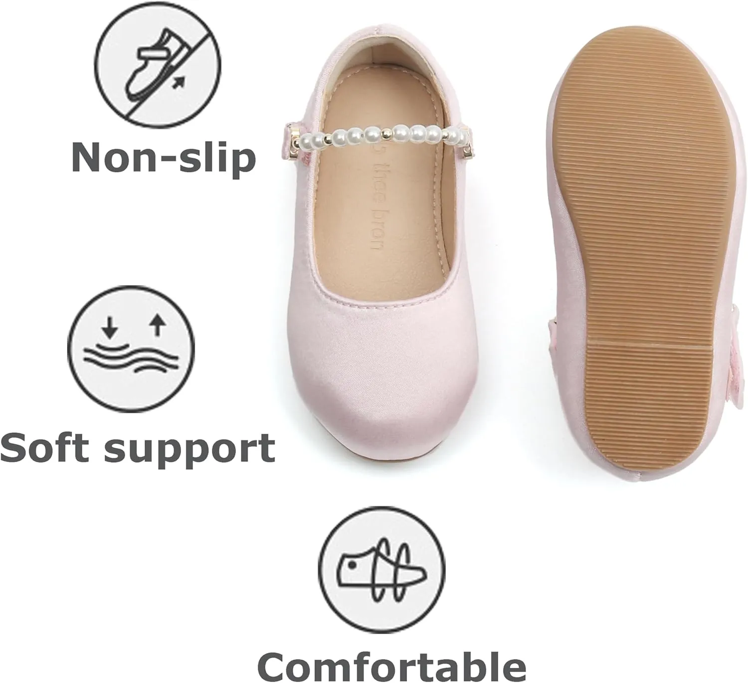 THEE BRON Toddler Dress Shoes Flower Girls Glitter Mary Jane Ballerina Flat Shoes