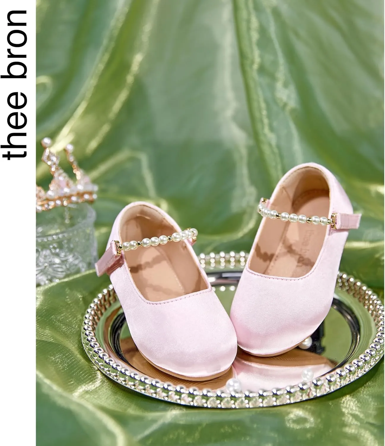 THEE BRON Toddler Dress Shoes Flower Girls Glitter Mary Jane Ballerina Flat Shoes