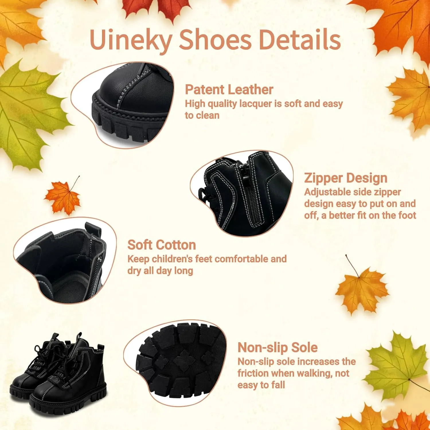 Toddler Boys Girls Combat Ankle Boots Little Kids Chelsea Fall Winter Snow Hiking Work Booties Waterproof Leather Outdoor Shoes
