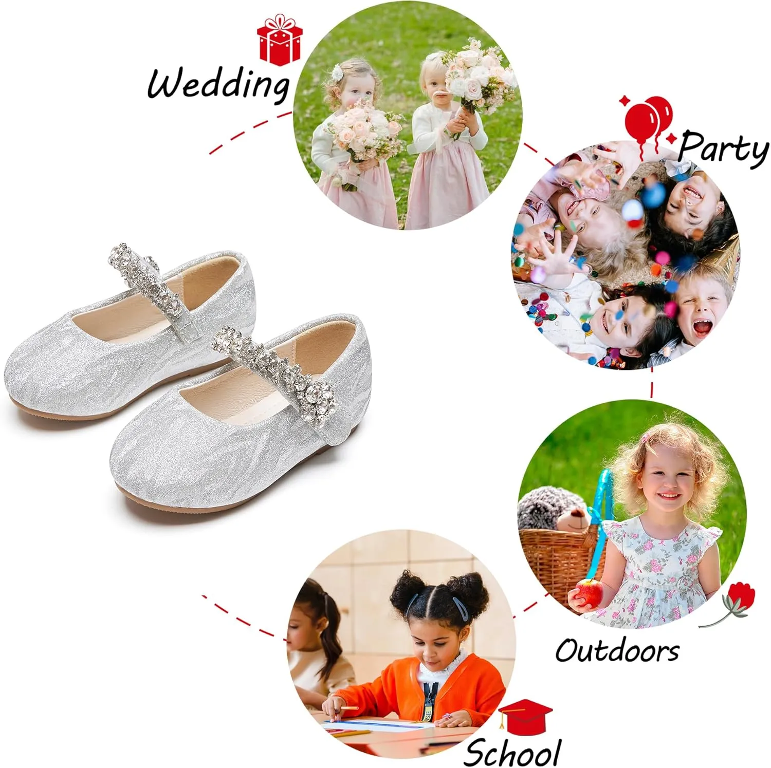 Toddler Flower Girl Dress Shoes - Little Girl Mary Janes for Wedding Party
