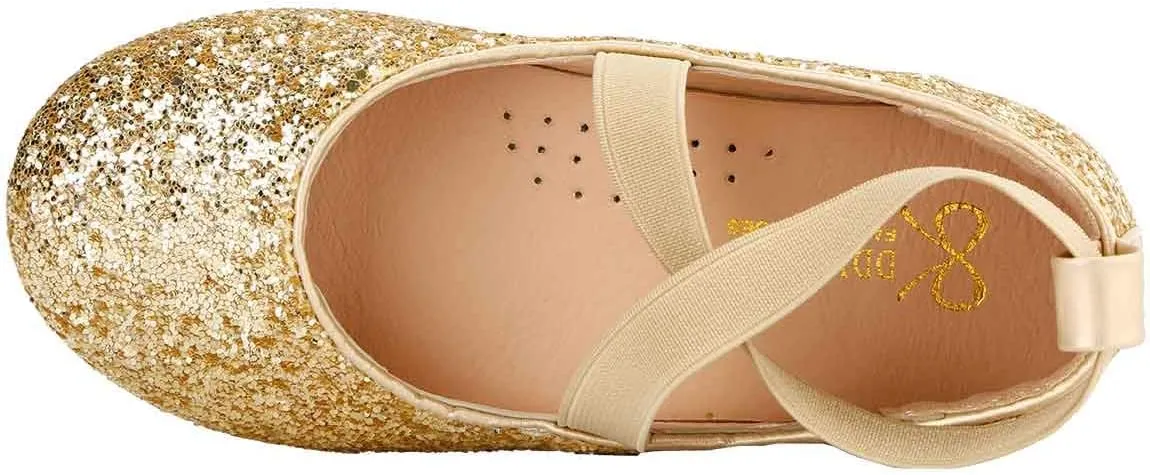 Toddler Little Girls Glitter Dress Shoes Slip On Ballet Mary Jane Flats for Princess Wedding Party School