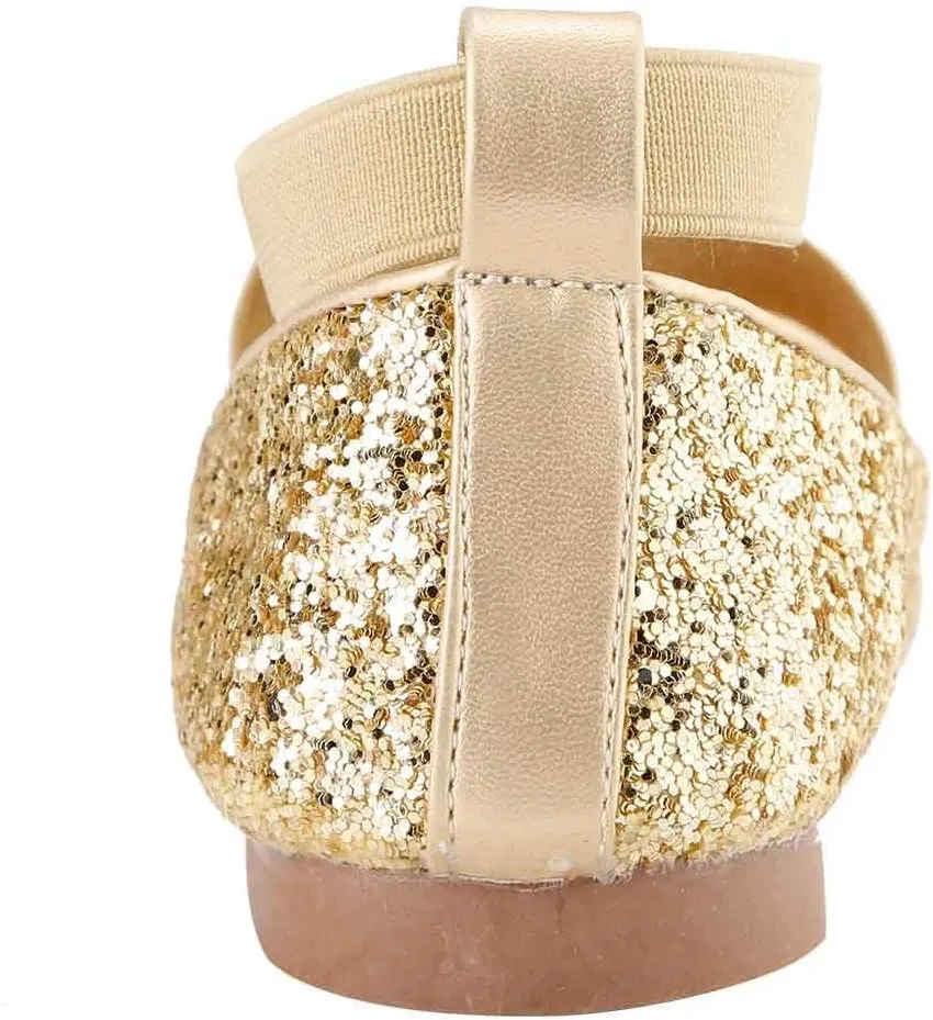 Toddler Little Girls Glitter Dress Shoes Slip On Ballet Mary Jane Flats for Princess Wedding Party School