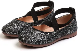 Toddler Little Girls Glitter Dress Shoes Slip On Ballet Mary Jane Flats for Princess Wedding Party School